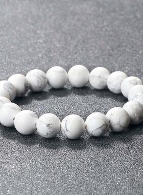 Natural White Howlite Real Stone Bracelet 6/8/10mm Beads0