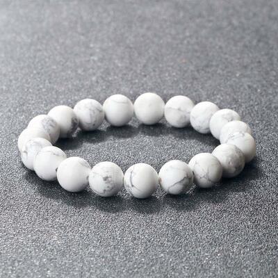 Natural White Howlite Real Stone Bracelet 6/8/10mm Beads0