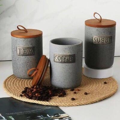 Farmhouse Style Sugar Container Capacity Ceramic Sugar Bowl