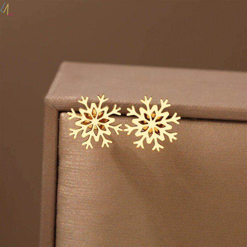 Snowflakes Christmas Stud Earrings For Women Jewelry Gifts