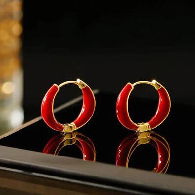 Red Ear Ring Female Niche Design Sense Earrings Exquisite We