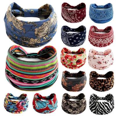 Wide Headwrap Headbands for Women Boho Knoted Elastic Hair B