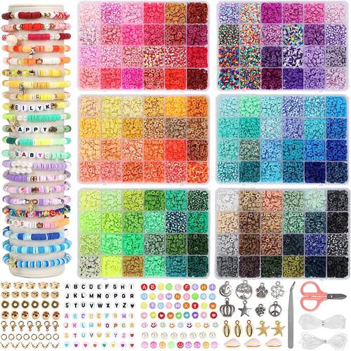 6MM Polymer Clay Beads Set 24 Rainbow Color Flat Chip Beads