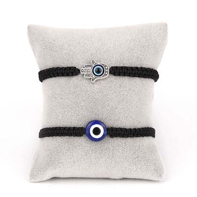 2PCS Blue Evil Eye Couple Bracelet Sets for Woman Men Charm0