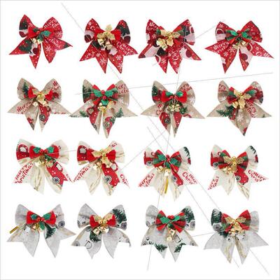 Mini Christmas bow and bell pendant ornament圣诞