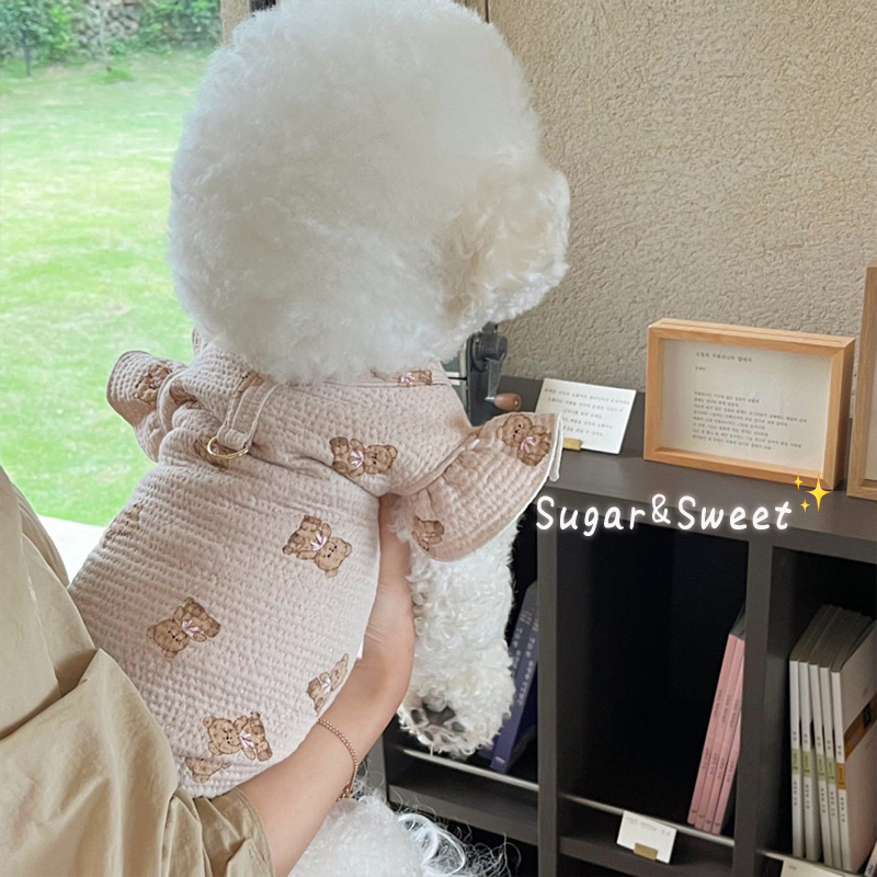 韩风狗狗衣服带牵引春夏宠物服装