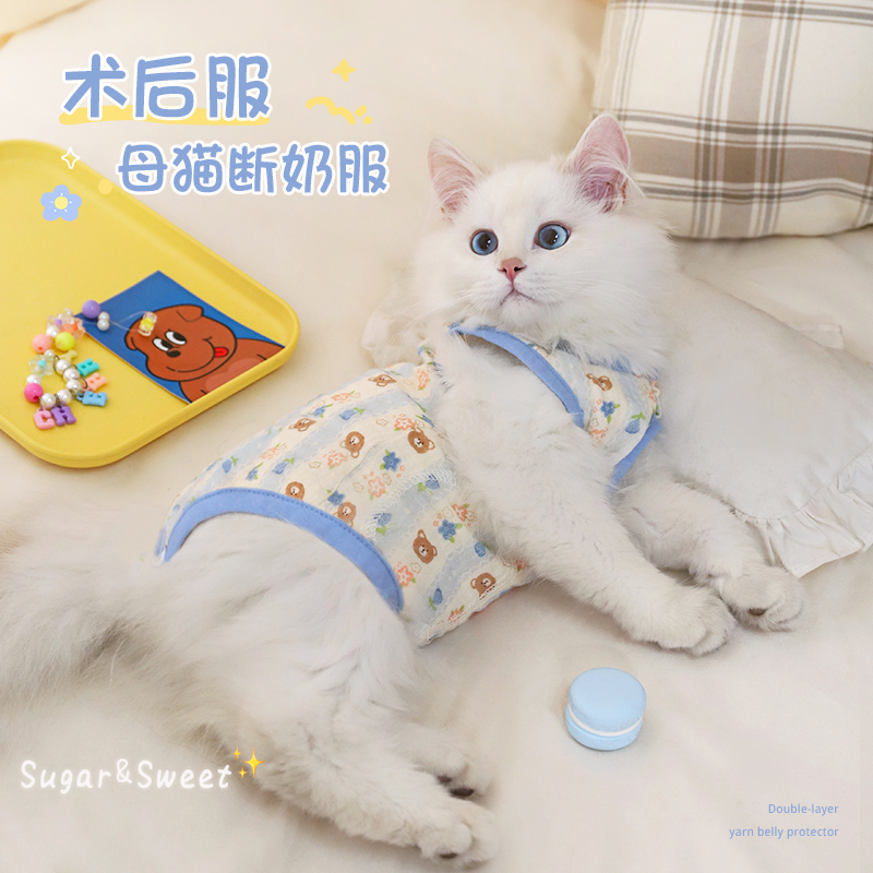 猫咪衣服防掉毛护肚衣母猫空调服防着凉纯棉背心宠物夏季薄款衣服
