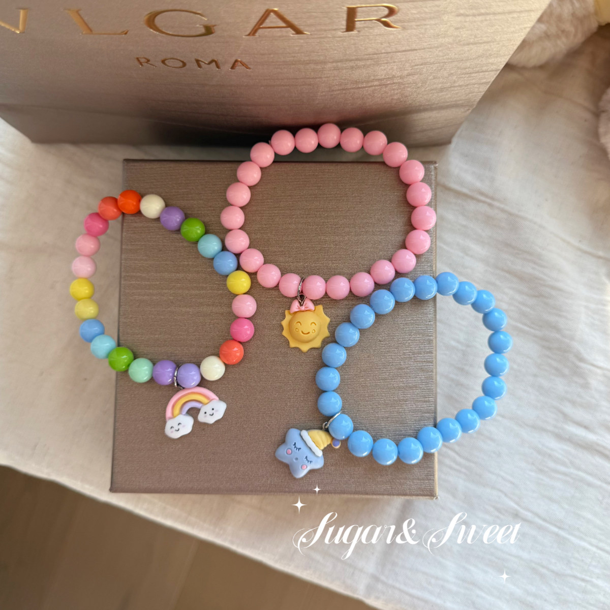 宠物猫咪项链可爱童趣彩色串珠弹力绳狗狗项圈幼猫狗配饰英短比熊