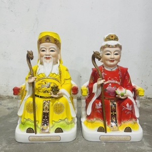 陶瓷土地公土地奶神像土地爷土地婆福德正神地主爷奶家居家用摆件