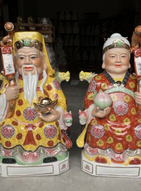 土地公土地婆地主爷地主奶神像社公社奶陶瓷佛像精品大佛像