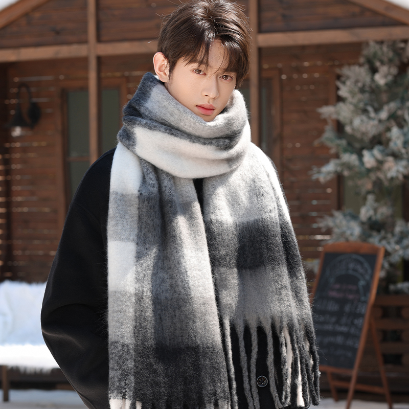 冬季男士围巾加长加厚男生围脖