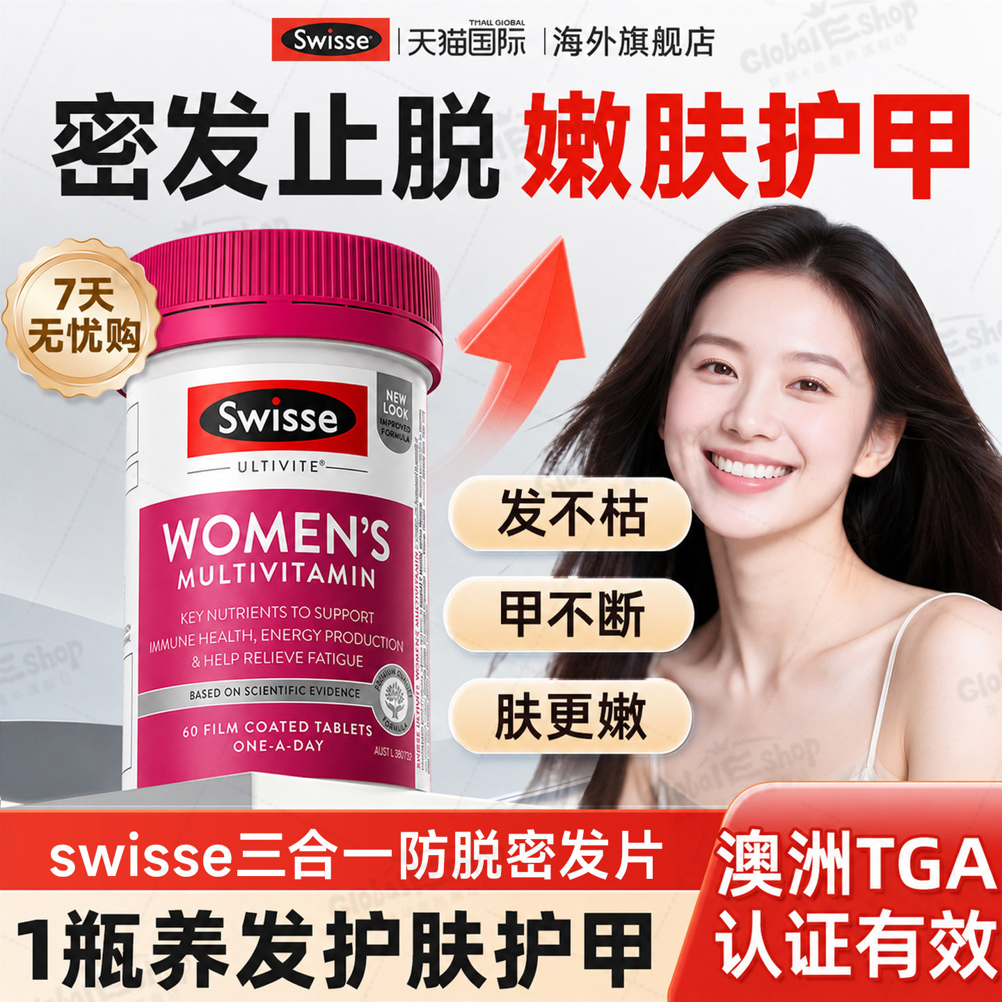 swisse维生素b7生物素片b6防脱发生密发护发护甲片头发指甲皮肤