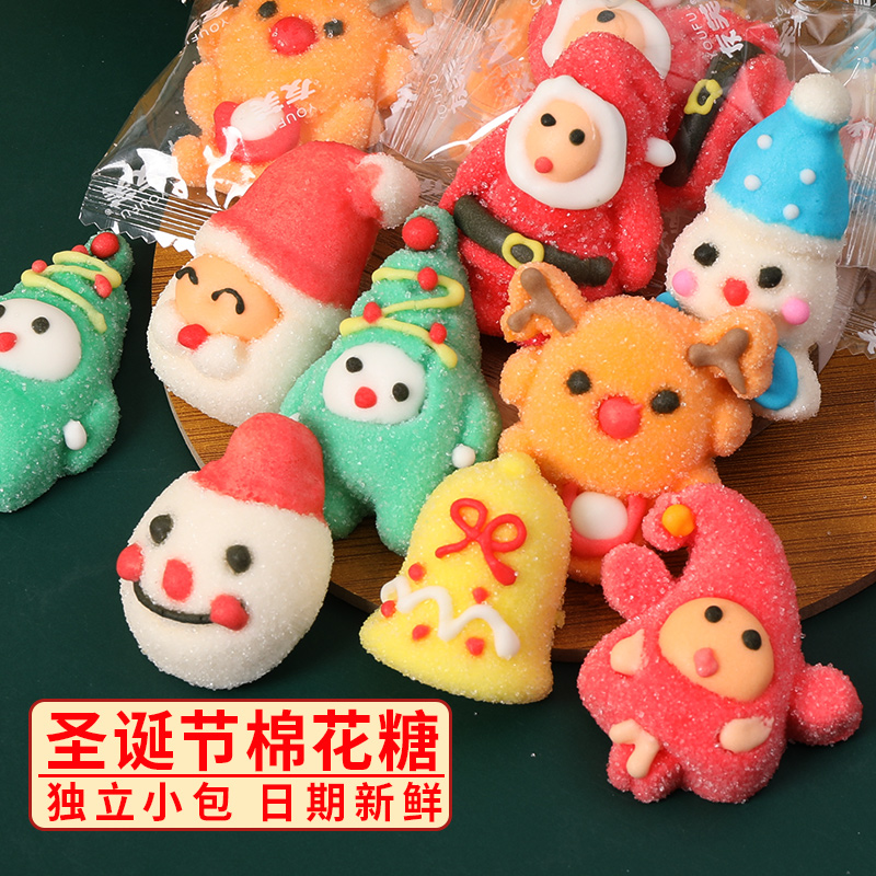 圣诞节卡通棉花糖圣诞老人棒棒糖果零食礼物发装饰雪人平安夜