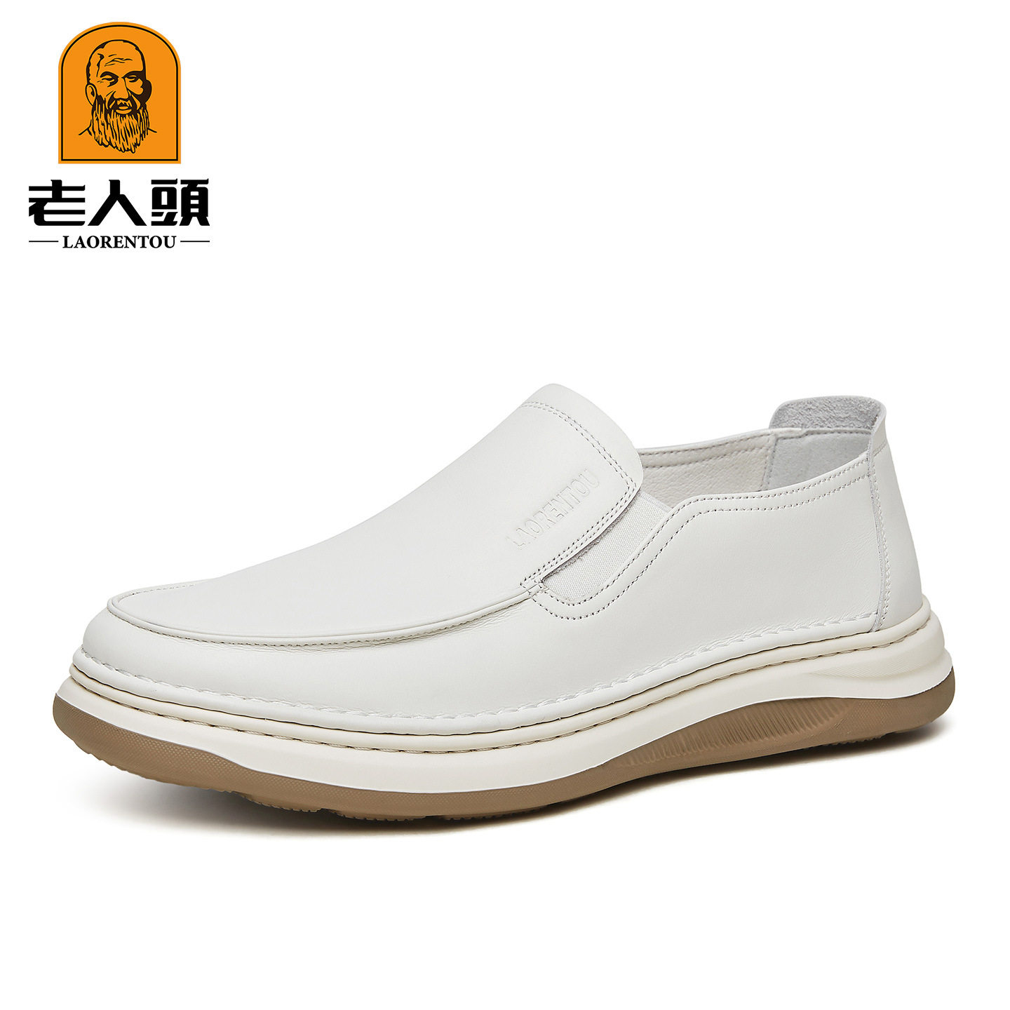 老人头品牌正品皮鞋男新款春季男鞋真皮软底休闲鞋头层牛皮轻便防