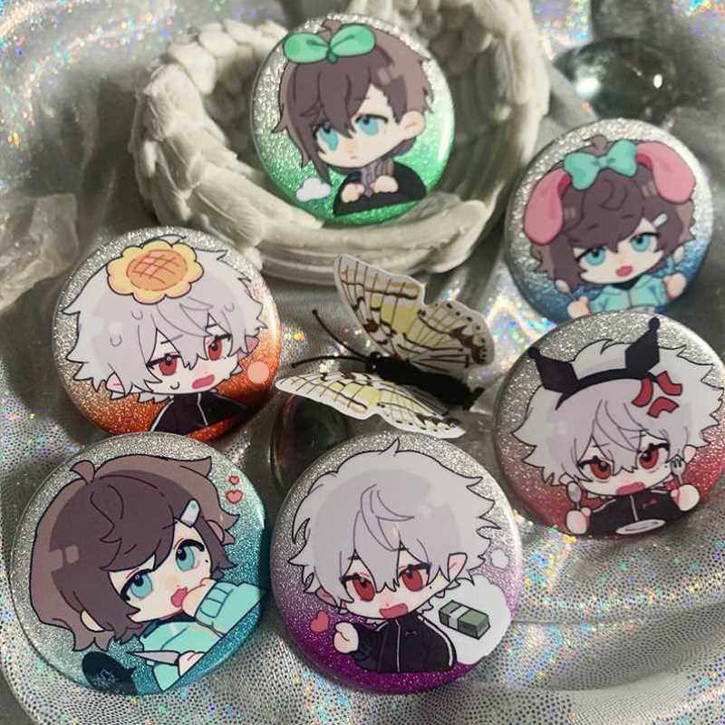 晞老师 彩虹社2434叶&葛葉 双闪工艺 吧唧 q版小徽章 现货 狱花园