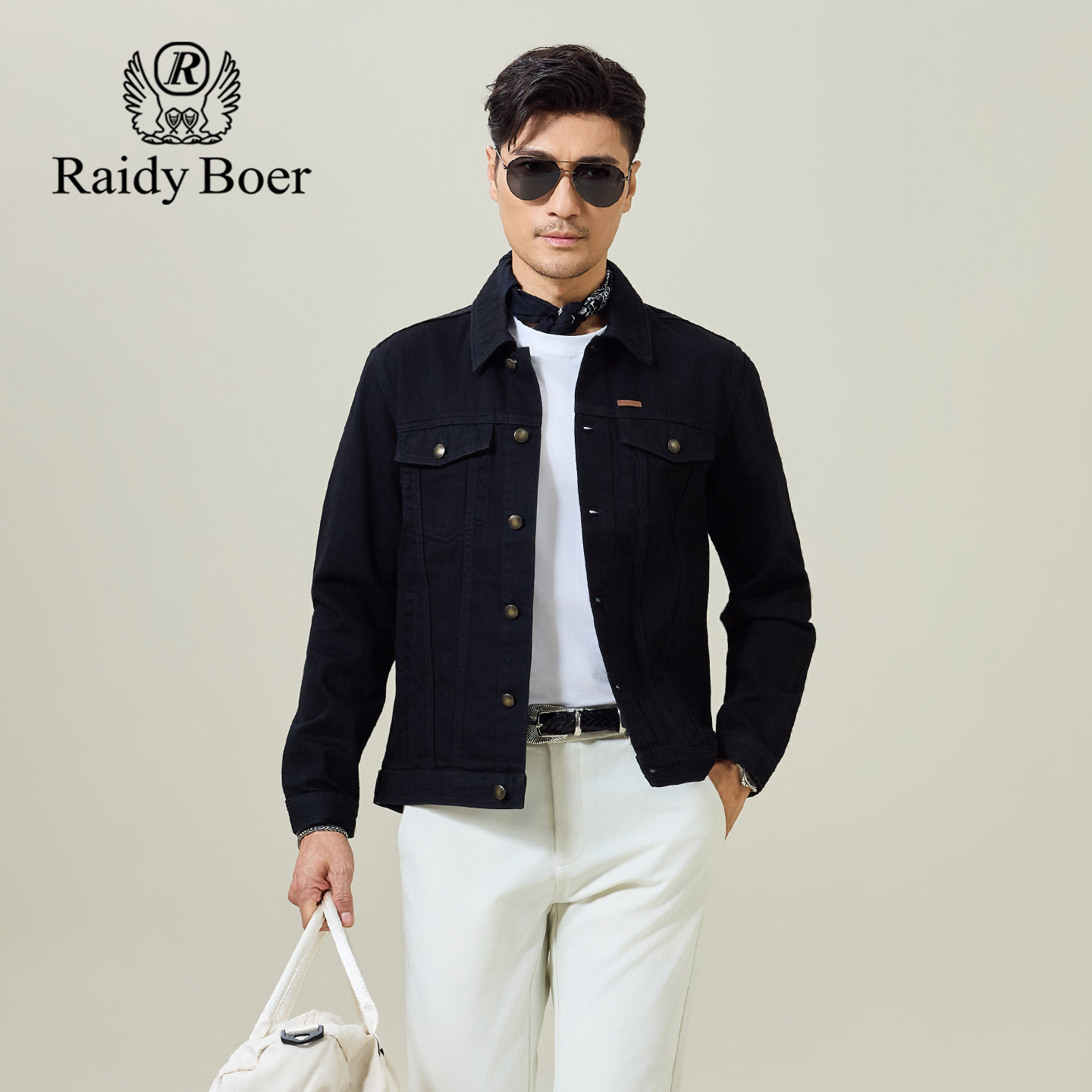 雷迪波尔男装牛仔外套2026春季新款工装风纯棉多口袋百搭休闲夹克