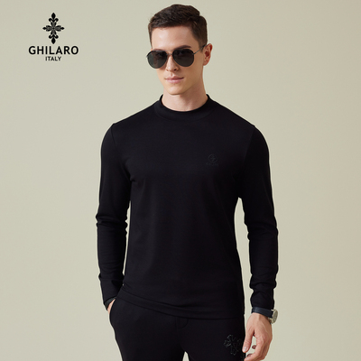 古劳吉那诺男装纯色舒适长袖T恤