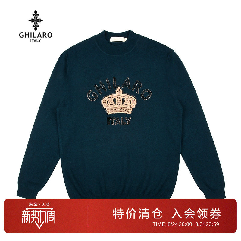 古劳吉那诺纯羊毛半高领羊毛衫男图片