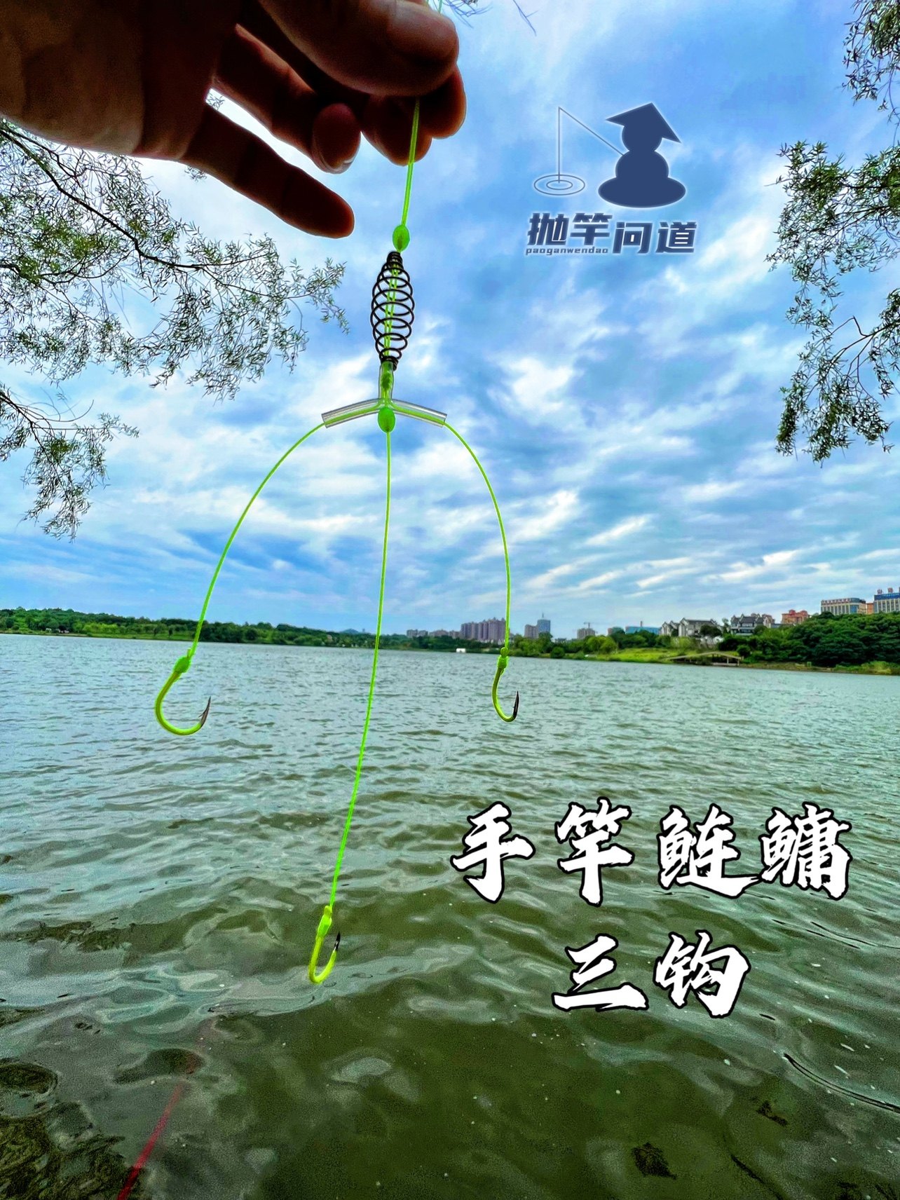 抛竿问道手竿鲢鳙三钩升级版胶管水库台钓花白鲢鱼防缠绕分叉弹簧