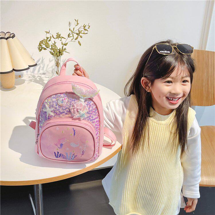 幼儿园书包1-3岁5可爱美人鱼包包女宝宝小班儿童背包女孩双肩包女