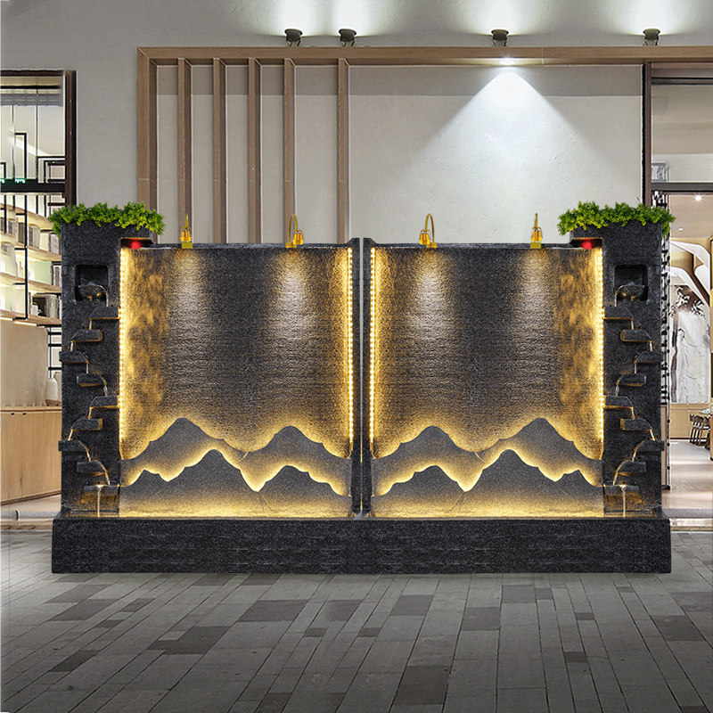 水幕墙流水墙落地装饰欧式流水摆件酒店水景办公室会所观鱼池喷泉