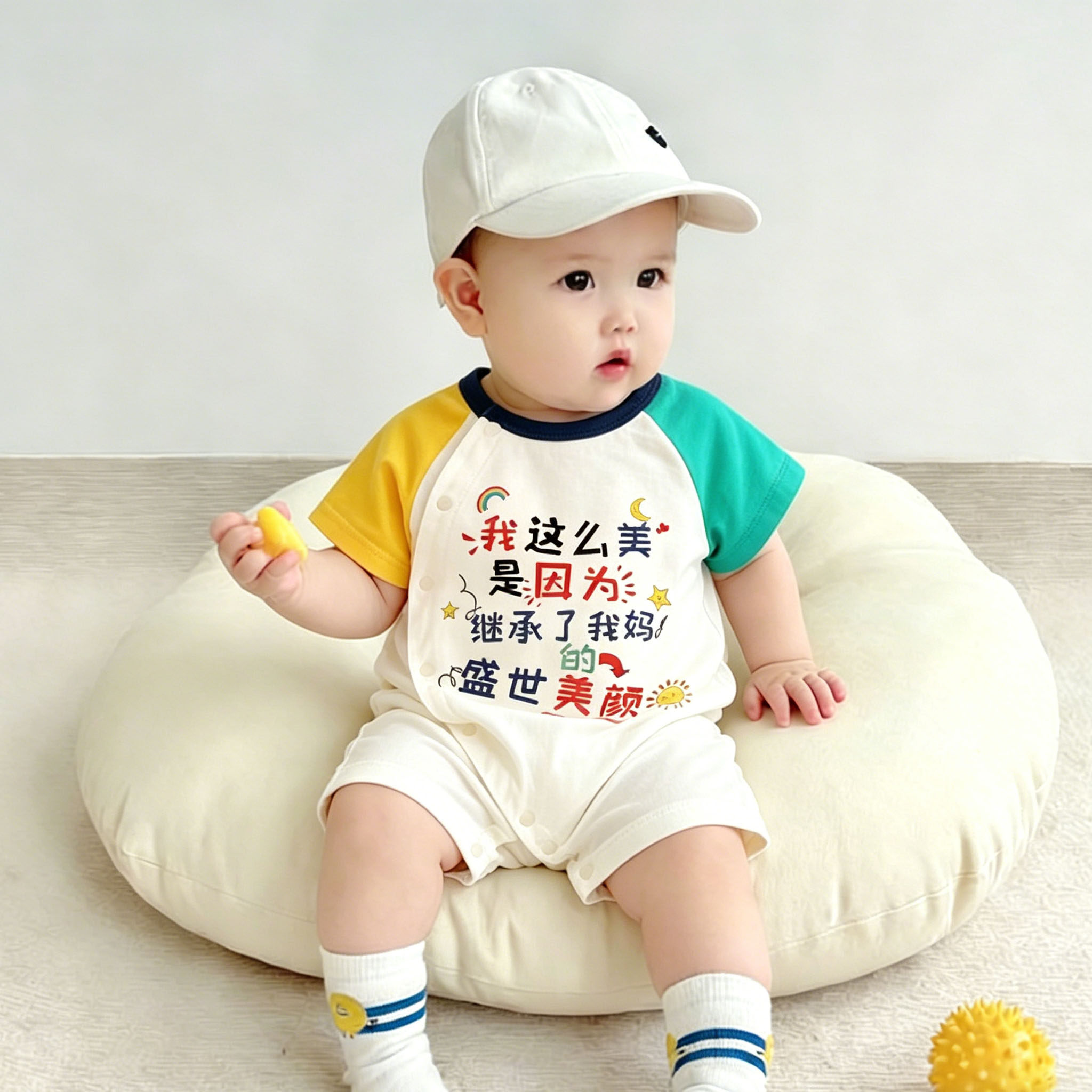 婴儿短袖连体衣宝宝纯棉夏装婴幼儿薄款哈衣新生儿衣服夏季外出服