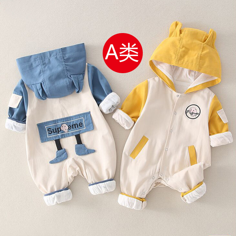 婴儿连体衣春季2023装宝宝衣服小孩外出抱服哈衣爬服纯棉可爱外套