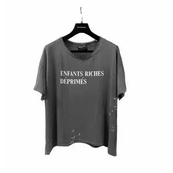 Erd Melancholy Rich Second Generation 24Ss Slogan Splash-Ink Short-Sleeve Shirt