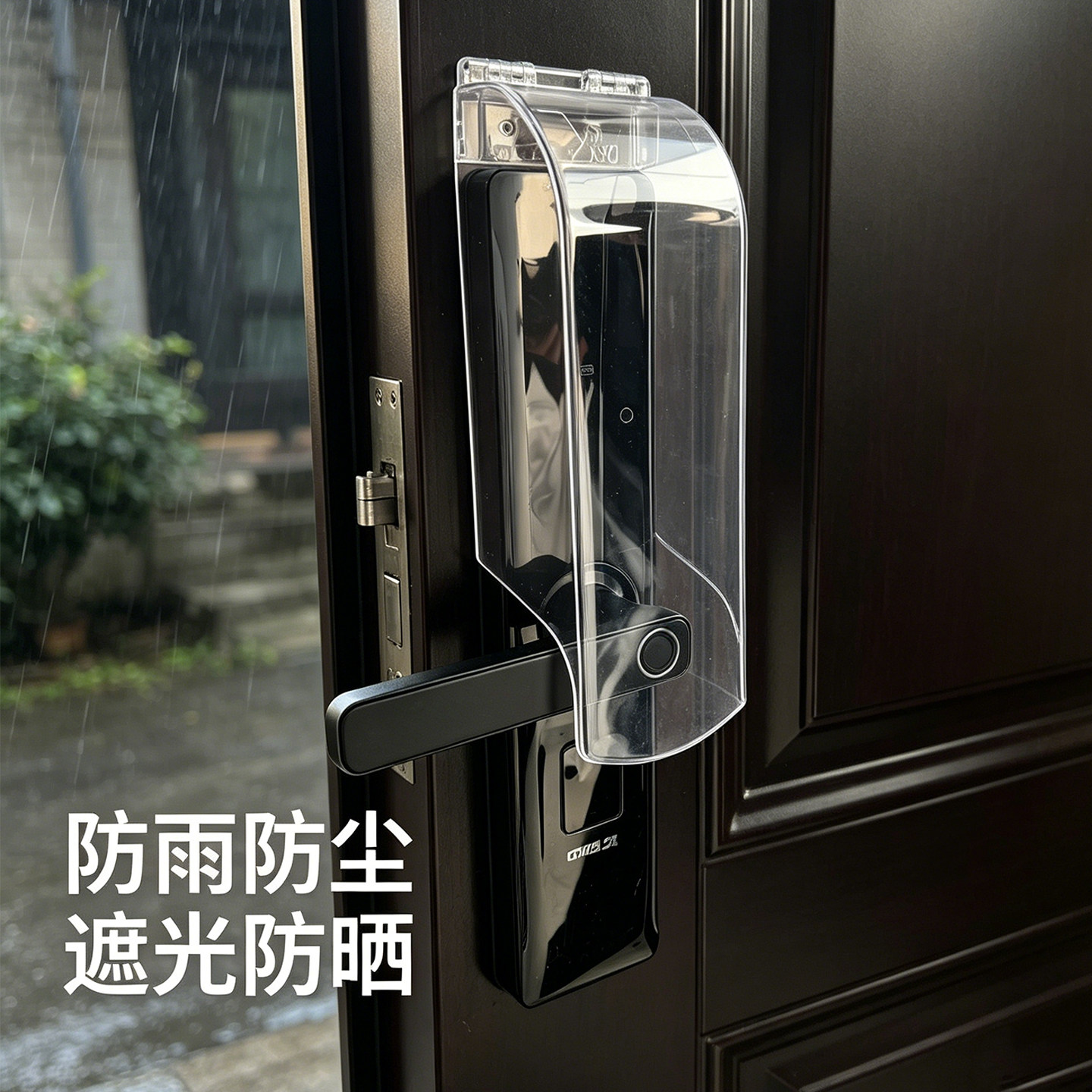 密码锁防雨罩玻璃门指纹锁防水罩办公室智能锁防护罩免开孔