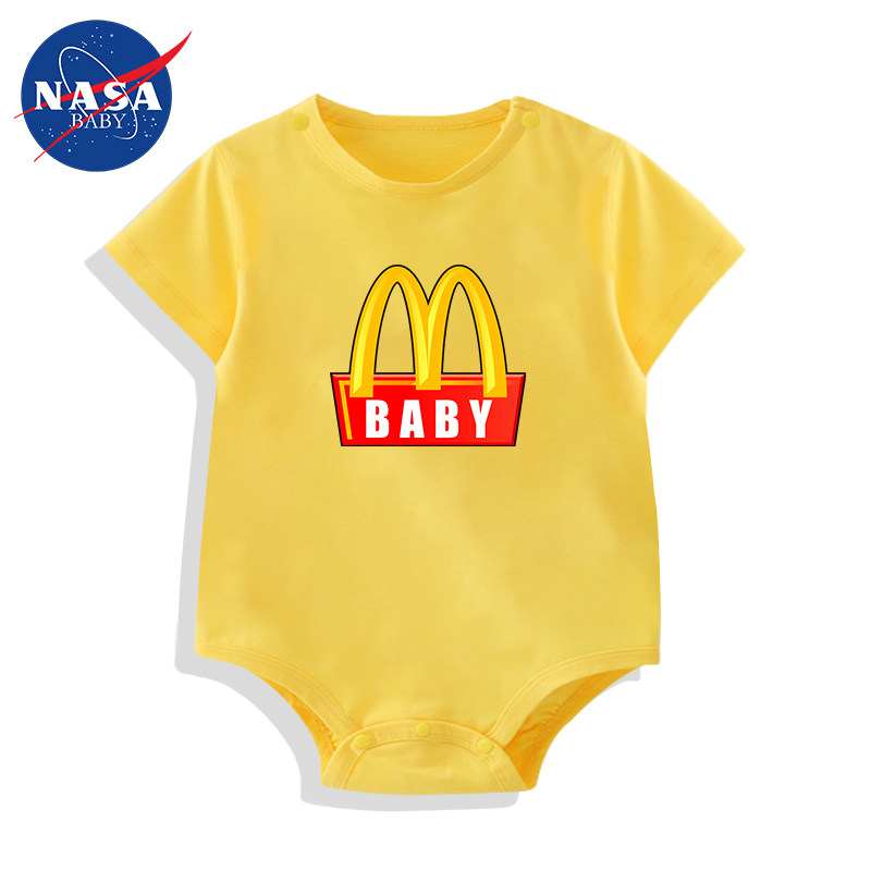 nasa夏装新生婴儿满月宝宝连体衣m汉堡衣服搞怪包屁衣夏天薄款男