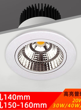 嵌入式led射灯天花灯20W30W40W50W防眩筒灯开孔11.5 14 15 16公分