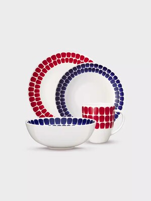 arabia24小时系列复古红蓝餐具