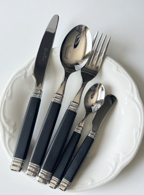 新款 意大利原装进口Rivadossi黑色磨砂不锈钢刀叉勺家用西餐餐具