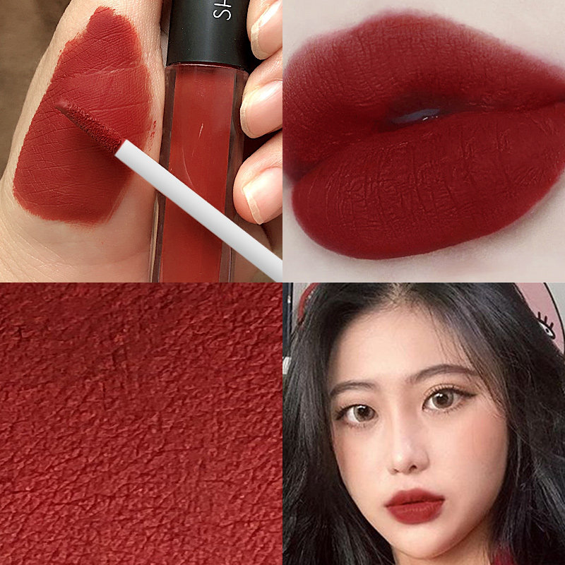 网红同款哑光雾面唇釉不掉色不沾杯车厘子色姨妈色防水口红学生款