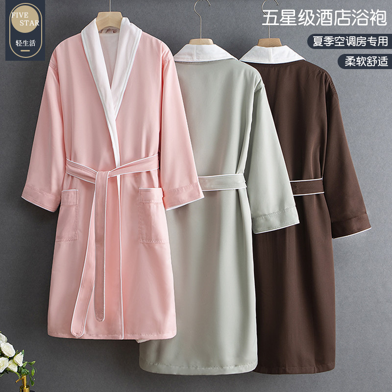 星级酒店民宿居家浴袍夏季男女长款纯棉柔软吸水情侣加厚双层睡袍