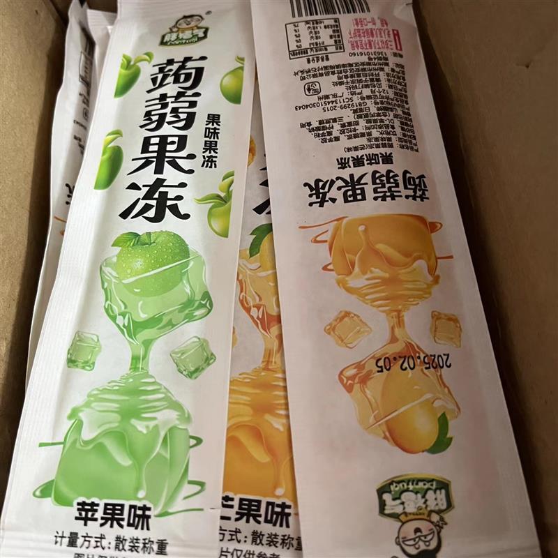 *长条蒟蒻果板果冻片0脂肪即食果冻条形儿童小卖部休闲小零食/