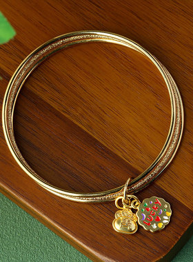 小红书抖音直播国古风实心手镯久不掉色万事如意滴釉三生三世手环