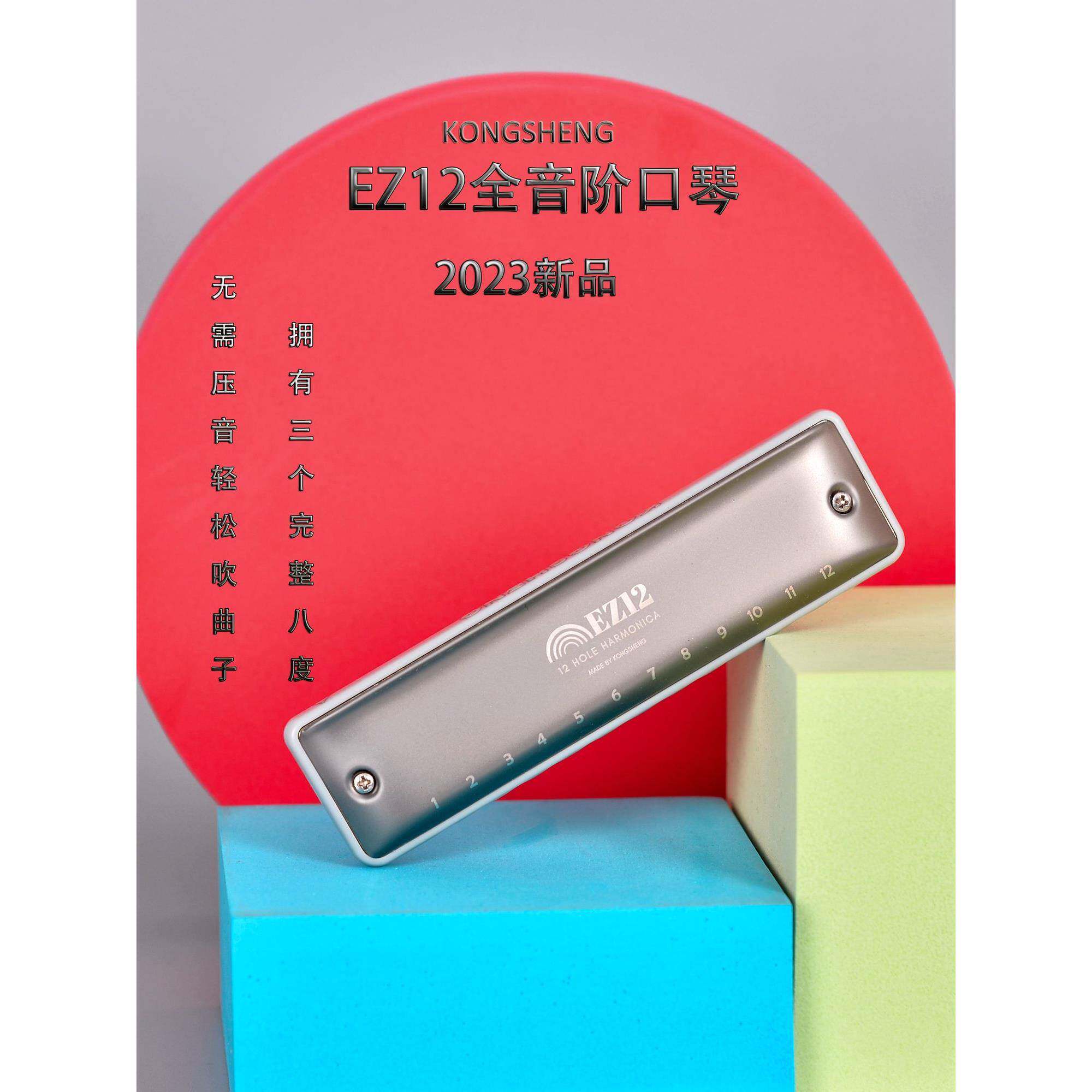 12孔全音阶布鲁斯口琴孔声ez12自带低音4低音6无需压音12孔布鲁斯