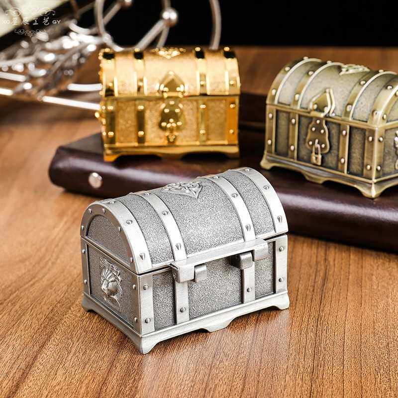 复古小号加勒比海盗亡灵宝箱 古锡色百宝箱 家居饰品收纳盒摆件