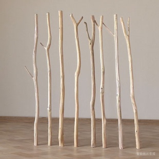 原木去皮干树枝天然枯木树干装饰品环创民宿实木棍隔断造景