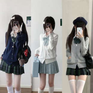 小野中开衫 上衣 初町野原创JK制服针织毛衣女日系学院风V领长袖