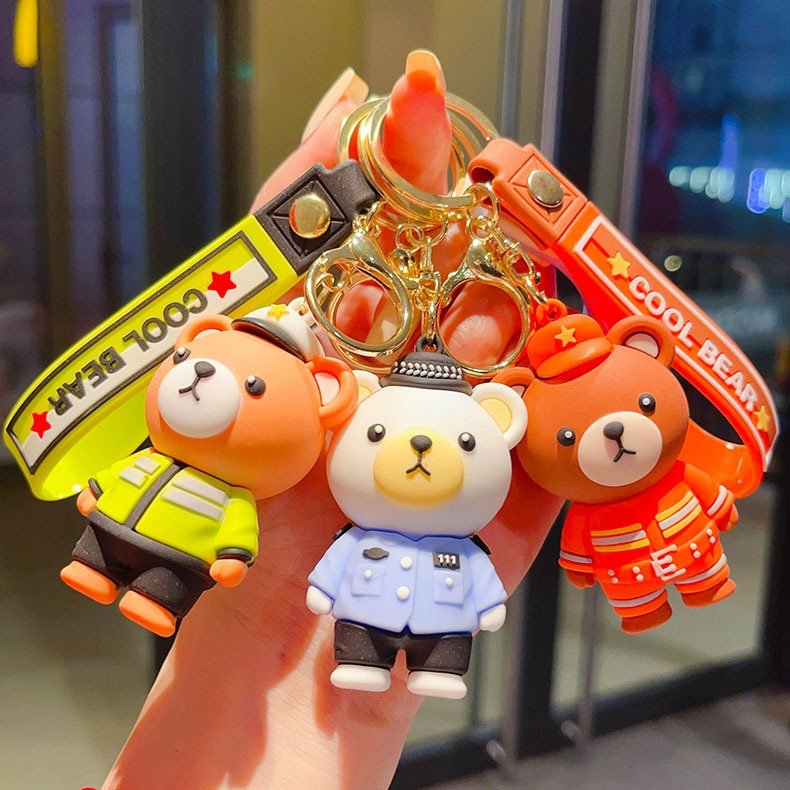 卡通警察小熊钥匙扣公仔消防员小熊包包汽车挂饰娃娃机小礼品,节庆用品/礼品,钥匙扣,淘宝优惠券,粉丝福利购,淘宝优惠卷