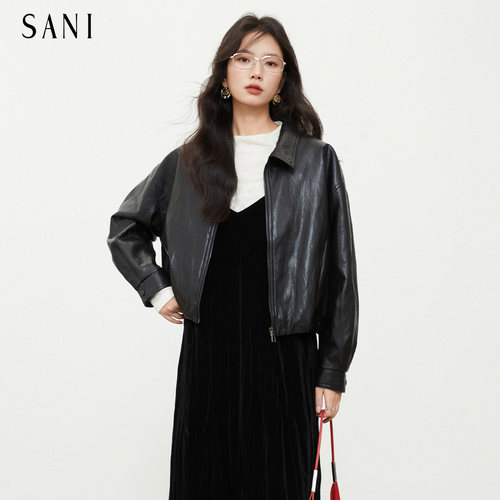 【SANI新品】高级感气质黑色皮衣