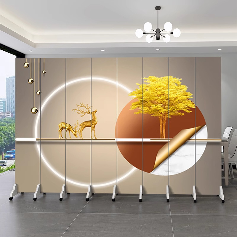 现代麋鹿屏风隔断客厅玄关办公室可移动折叠美容院酒店卧室遮挡