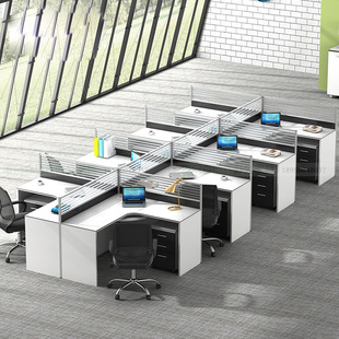 屏风办公桌四4六6人位办公家具职员桌组合工作位现代简约卡座桌椅