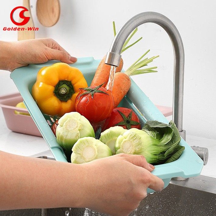 可伸缩篮新品洗碗池水槽沥水架洗菜盆沥水篮塑料厨房筐子漏池