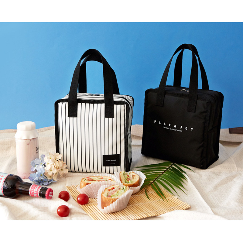 Kiss the rain 新款条纹保温午餐包便当包  cooler bag lunch