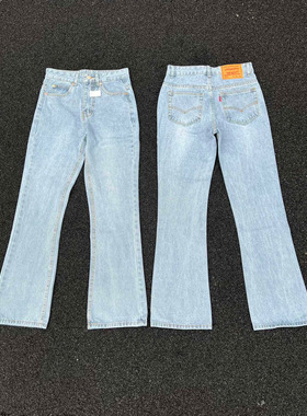自主cleanfit冰蓝517风格水洗复古牛仔裤微喇做旧vibe风休闲长裤