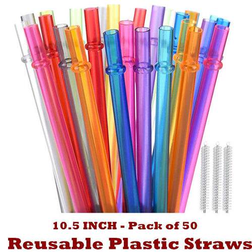 Reusable Plastic Straws Colorful Drinking Glitter Tumbler