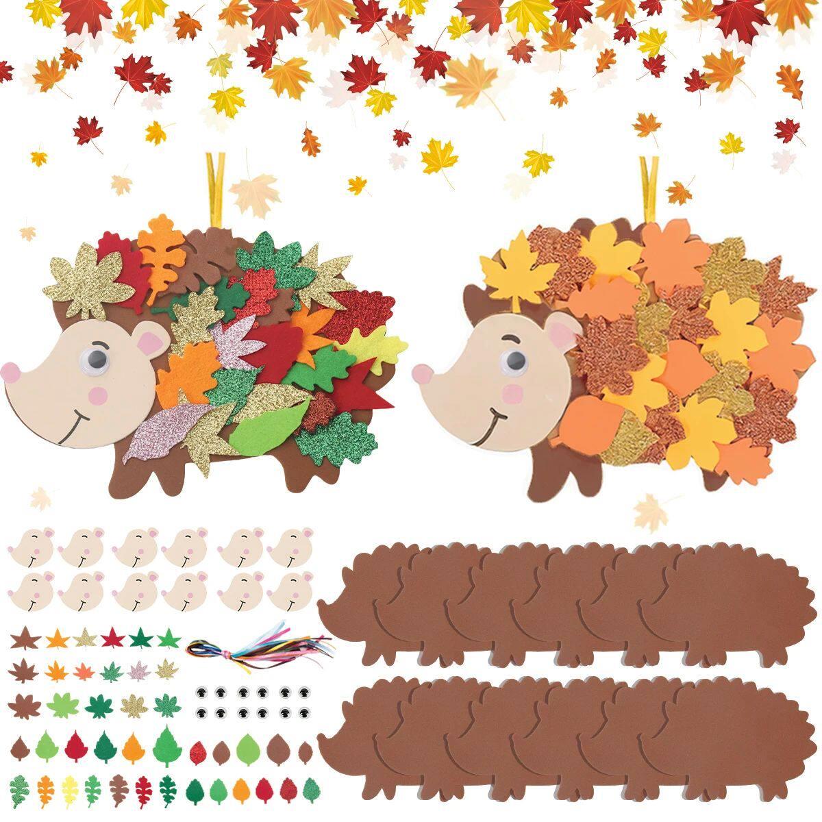 Felt Maple Leaf Hedgehog DIY Pendant Birthday Party Decorati - 实物图